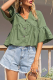 Fashion Sweet Solid Buckle Flounce V Neck Tops
