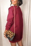 Fashion Casual Solid Split Joint O Neck Pencil Skirt Dresses