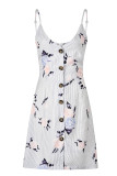 Fashion Street Print Split Joint V Neck A Line Dresses