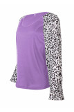 Fashion Casual Leopard Split Joint V Neck T-Shirts