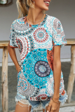 Casual Print Basic O Neck T-Shirts