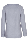Casual Print Split Joint O Neck Tops Sweater