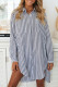 Fashion Street Striped Split Joint Turndown Collar Tops