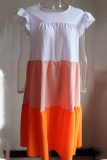 Casual Patchwork Flounce Contrast Princess Dresses