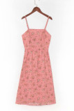 Fashion Street Print Split Joint Spaghetti Strap A Line Dresses