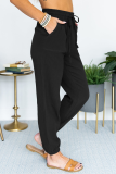 Casual Solid Split Joint Pocket Loose Mid Waist Harlan Solid Color Bottoms