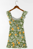 Fashion Elegant Floral Split Joint Flounce Strapless Dresses