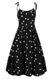 Fashion Casual Dot Frenulum Spaghetti Strap A Line Dresses
