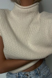 Fashion Casual Solid Split Joint Turtleneck Tops