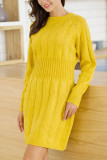 Fashion Daily Adult Solid O Neck Long Sleeve Knee Length Long Sleeve Dress Dresses
