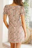 Fashion Sweet Print Slit V Neck A Line Dresses