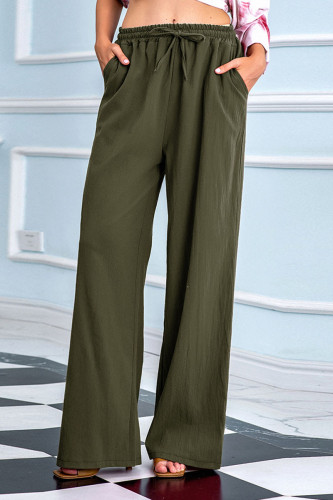 Fashion Casual Solid Without Belt Loose High Waist Wide Leg Bottoms