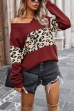 Fashion Street Leopard Split Joint V Neck Tops