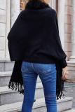 Casual Solid Tassel Split Joint Tops Sweater