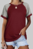 Fashion Street Solid Split Joint O Neck T-Shirts