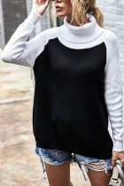 Fashion Casual Solid Split Joint Turtleneck Tops
