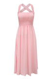 Fashion Casual Solid Backless Spaghetti Strap A Line Dresses