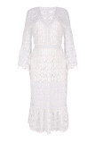 Fashion Street Solid Split Joint V Neck Princess Dresses