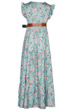 Fashion Street Print Split Joint V Neck A Line Dresses