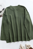 Casual Solid Buckle V Neck Tops Sweater