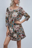 Fashion Casual Print O Neck A Line Dresses
