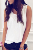 Fashion Street Solid Backless O Neck Tops