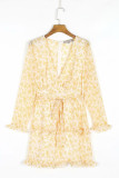Fashion Street Print Split Joint V Neck Princess Dresses