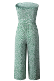 Elegant Print Buckle With Belt Strapless Regular Jumpsuits