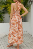 Fashion Bohemian Print Split Joint Halter A Line Dresses