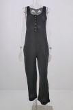 Fashion Casual Solid Split Joint U Neck Loose Jumpsuits