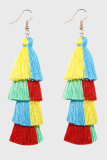 Color Lump Tassel Split Joint Earrings