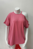 Casual Solid Split Joint Asymmetrical Collar T-Shirts