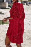 Fashion Vacation Solid Hollowed Out Swimwears Cover Up