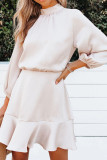 Fashion Street Adult Solid Split Joint Half A Turtleneck Long Sleeve Mini A Line Dresses