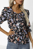 Fashion Elegant Floral Frenulum Flounce Ribbon Collar Tops