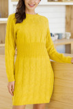 Fashion Daily Adult Solid O Neck Long Sleeve Knee Length Long Sleeve Dress Dresses