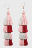 Color Lump Tassel Split Joint Earrings