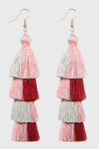 Color Lump Tassel Split Joint Earrings