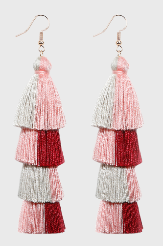 Color Lump Tassel Split Joint Earrings