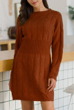 Fashion Daily Adult Solid O Neck Long Sleeve Knee Length Long Sleeve Dress Dresses