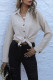 Fashion Street Solid Split Joint Turndown Collar Tops