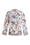Street Print Split Joint Buttons Mandarin Collar Tops