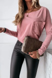 Fashion Casual Solid Split Joint O Neck Tops
