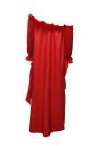 Fashion Street Solid Split Joint Off the Shoulder Irregular Dress Dresses