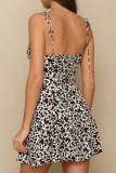 Fashion Street Print Split Joint Spaghetti Strap A Line Dresses