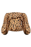 Fashion Casual Print Split Joint Off the Shoulder Tops