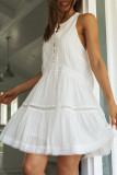 Fashion Street Solid Split Joint Mandarin Collar Sleeveless Dresses