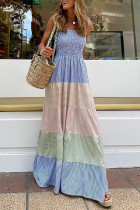 Fashion Casual Striped Split Joint Spaghetti Strap A Line Dresses