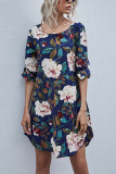 Fashion Casual Print O Neck A Line Dresses