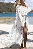Fashion Vacation Dot Split Joint Swimwears Cover Up